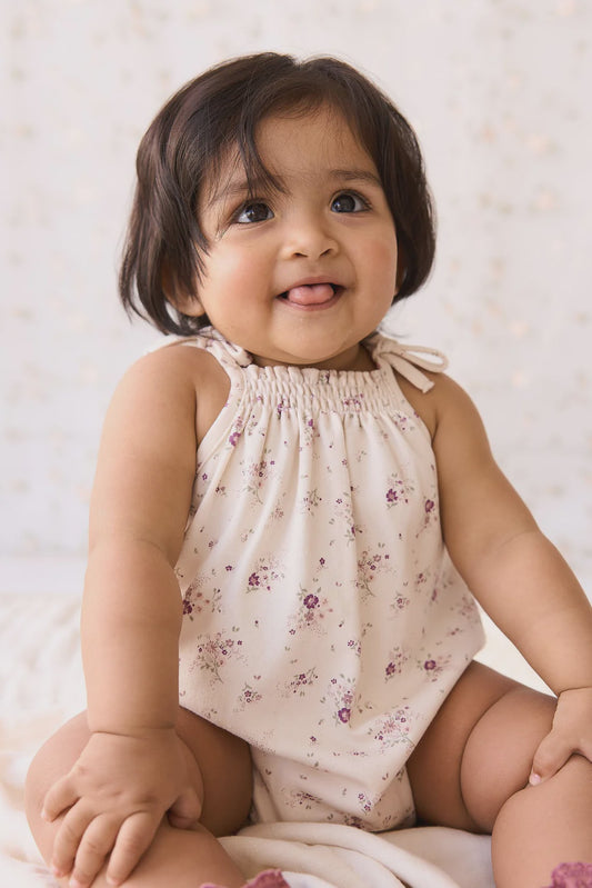 Organic Cotton Cassie Playsuit | Sweet William Floral Natural