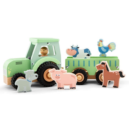 Wooden Tractor with Trailer