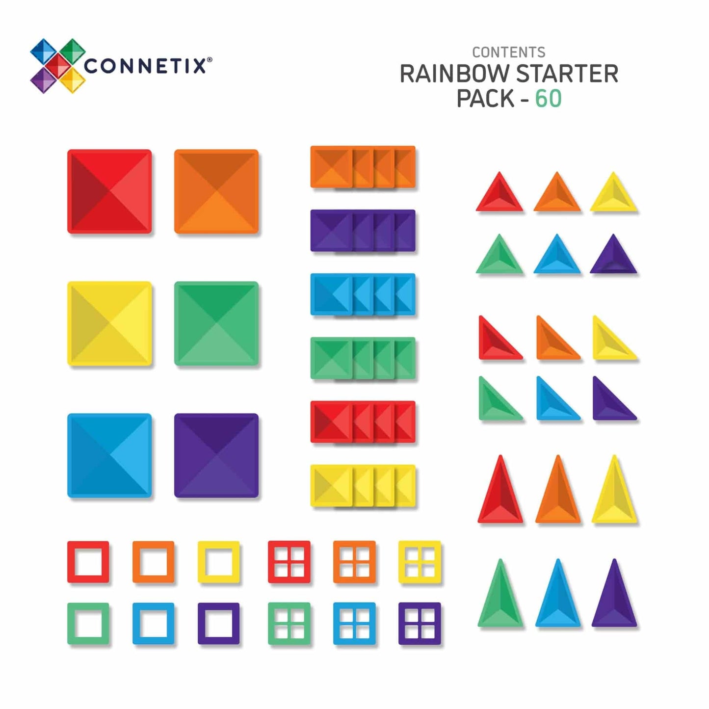 Connetix Tiles | Rainbow | 60pc Starter Pack