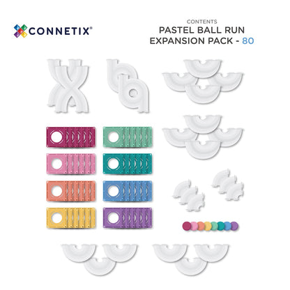 Connetix Tiles | Pastel | 80pc Ball Run Expansion Set