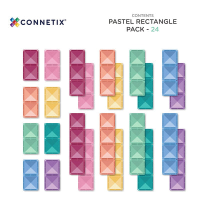 Connetix Tiles | Pastel | 24pc Rectangle Pack