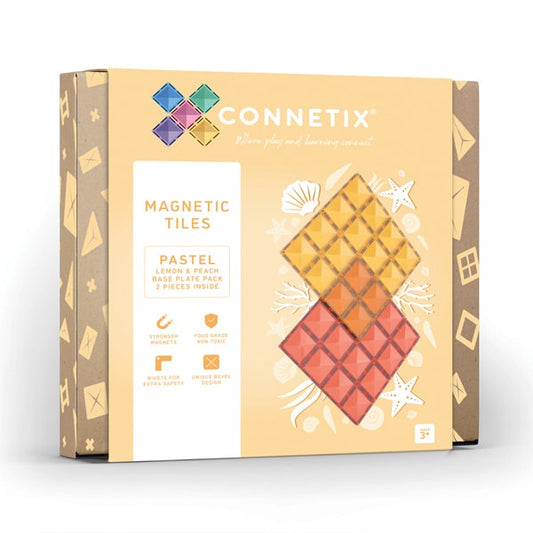 Connetix Tiles | Pastel |2pc Base Plate Lemon & Peach Pack